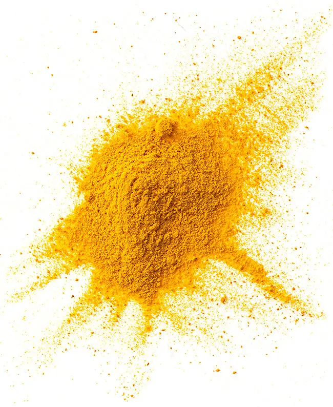Scattered turmeric powder
